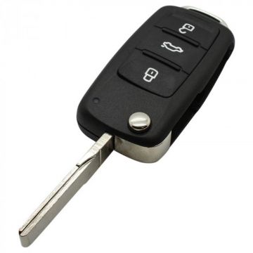 Volkswagen 3-knops klapsleutel - sleutelbaard recht met inkeping met elektronica 434 MHZ - ID48  transponder - 5KO959753AG - 5KO837202AJ