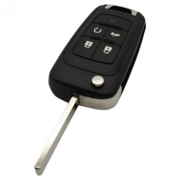 Opel 4-knops klapsleutel met paniek knop- sleutelbaard recht met elektronica 434MHZ - PCF7952  transponder - geschikt voor Opel Insignia