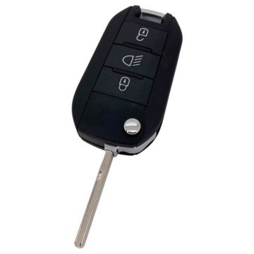 Citroën 3-knops klapsleutel - sleutelbaard recht met inkeping zijkant met elektronica 433MHZ - HITAG AES 4A transponder - drukknop verlichting