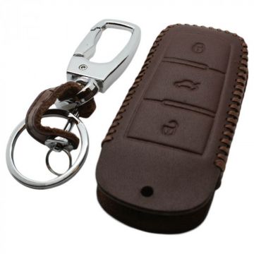 Volkswagen 3-knops smart key sleutelhoes - bruin