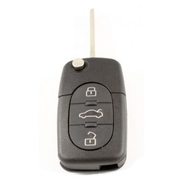 Audi 3-knops klapsleutel - sleutelbaard recht met inkeping zijkant - 2 batterijen (model 2)