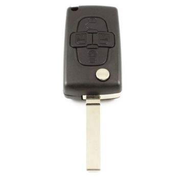 Peugeot 4-knops klapsleutel - sleutelbaard recht - batterij op chip