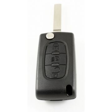 Citroën 3-knops klapsleutel - sleutelbaard recht - geen ruimte voor batterij - drukknop voor verlichting