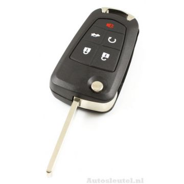 Opel 4-knops klapsleutel met paniek knop - sleutelbaard recht