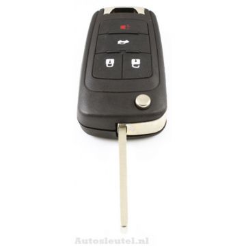 Opel 3-knops klapsleutel met paniek knop - sleutelbaard recht