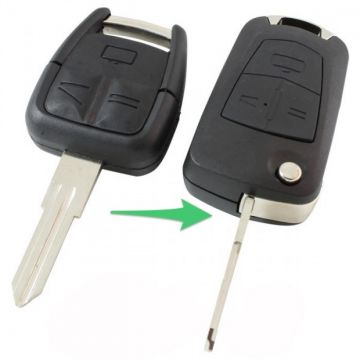 Opel 3-knops klapsleutel - sleutelbaard punt inkeping rechts (ombouwset)
