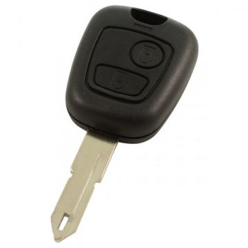 Peugeot 2-knops sleutelbehuizing - sleutelbaard punt met opening met elektronica 433MHZ - ID46 transponder
