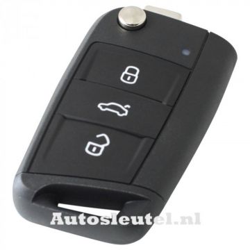Volkswagen 3-knops klapsleutel - met elektronica 433MHZ - ID88 transponder (voor Golf 7)