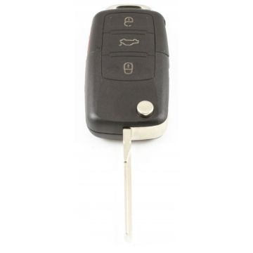 Volkswagen 3-knops klapsleutel met paniek knop - sleutelbaard inkeping zijkant (model 2)
