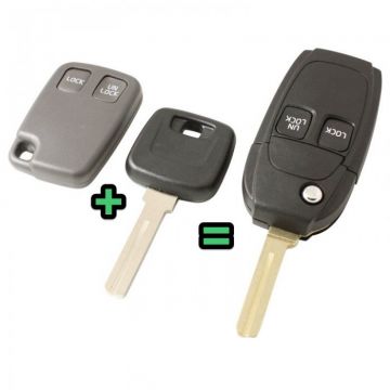 Volvo 2-knops klapsleutel - sleutelbaard recht met inkeping (ombouwset)